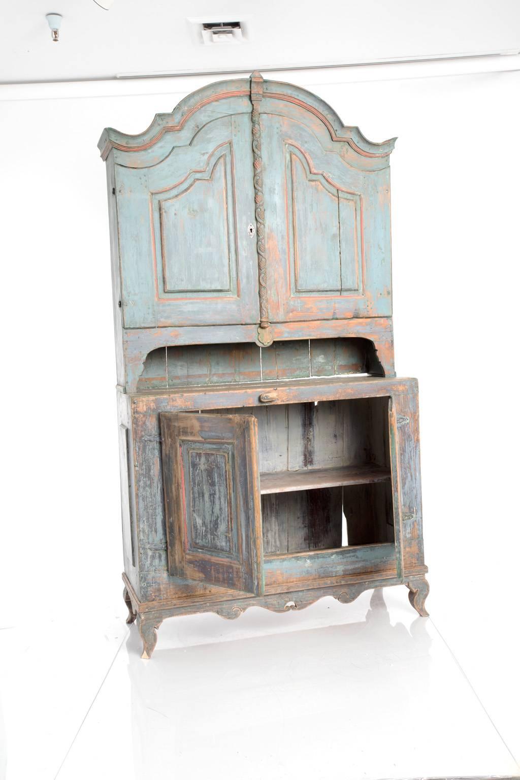 Rococo Blue Painted Provincial Cabinet