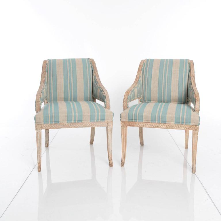 Pair of Grey Painted Late Gustavian Armchairs For Sale at 1stDibs