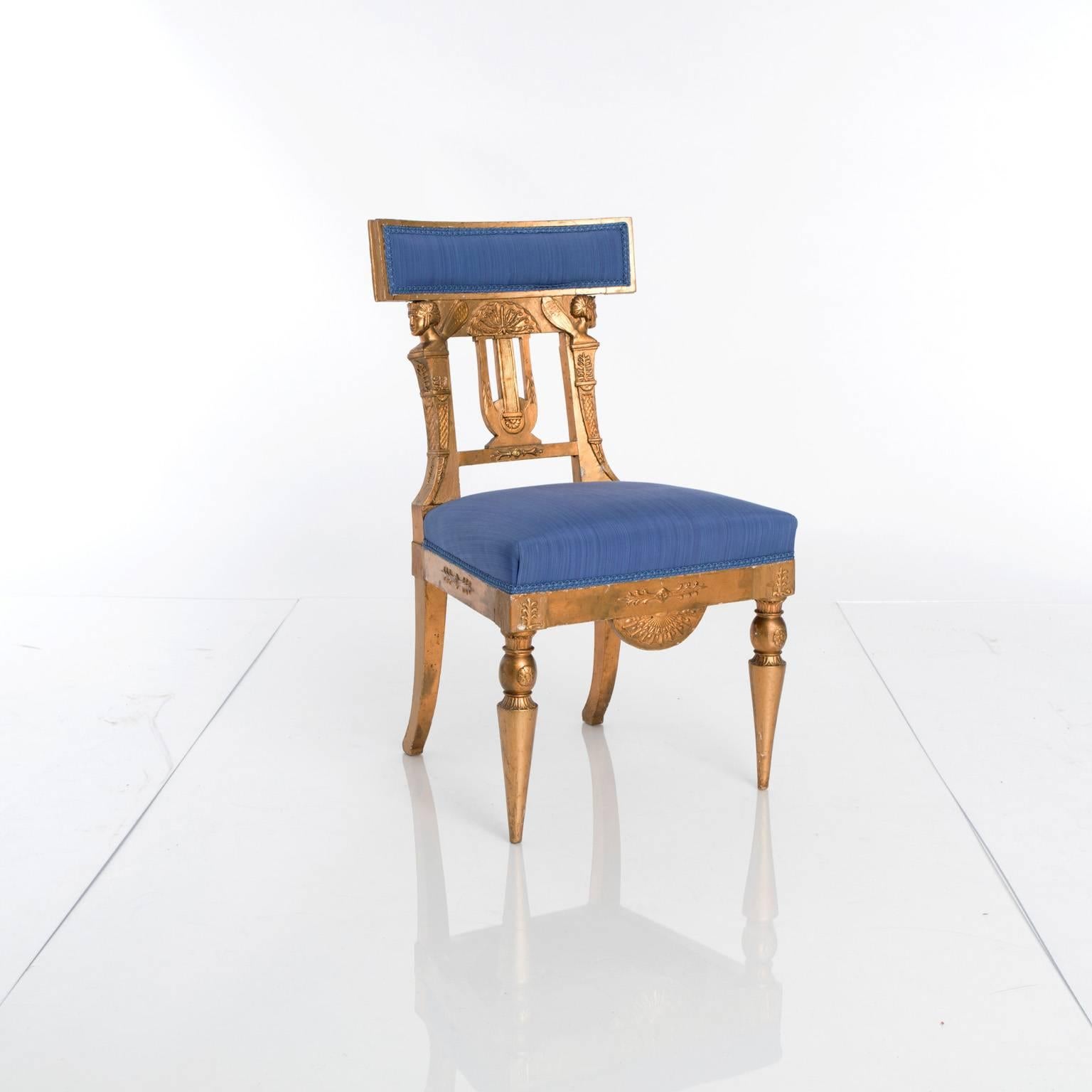 Gilt Set of Four Late Gustavian Chairs and Two Stools