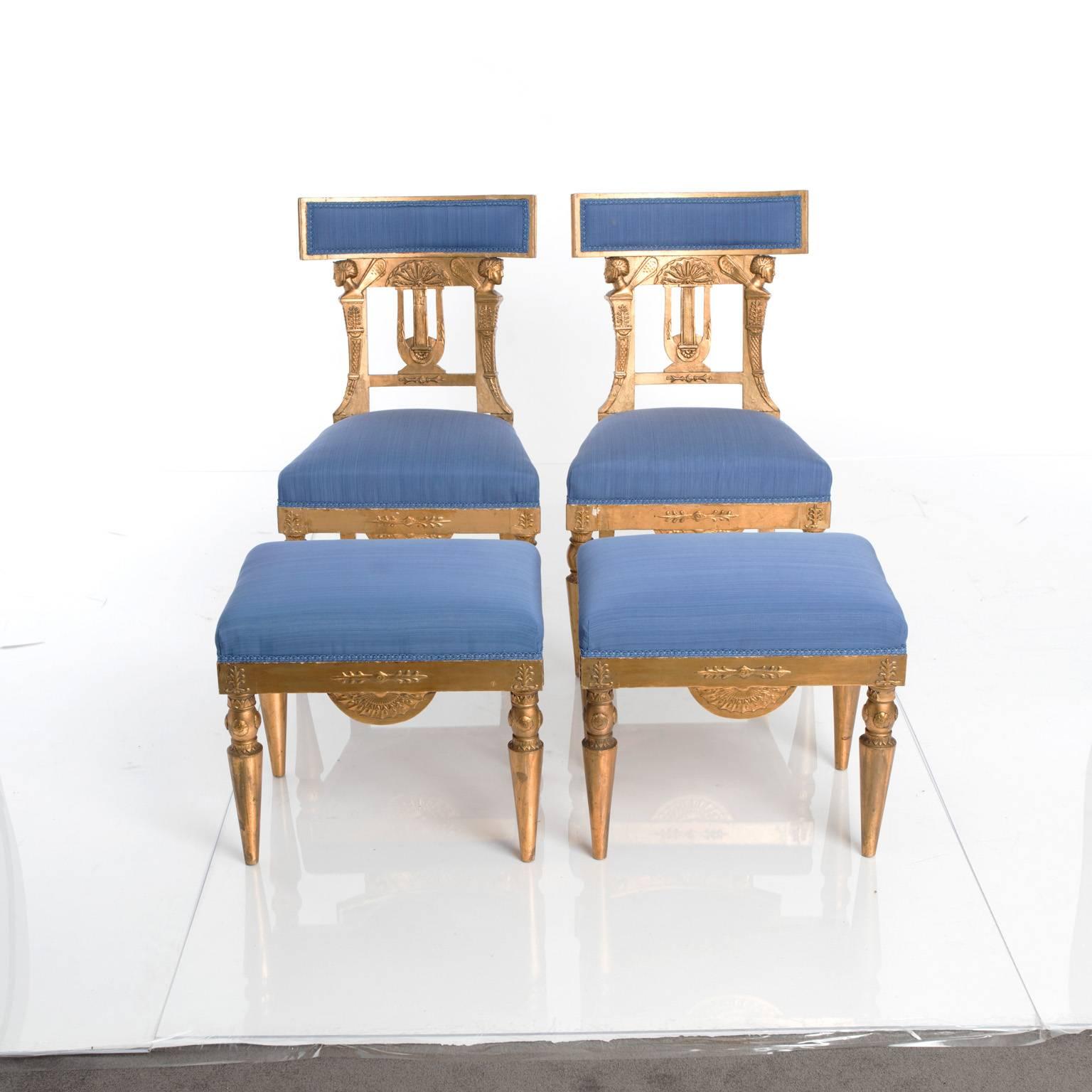 Set of Four Late Gustavian Chairs and Two Stools 2