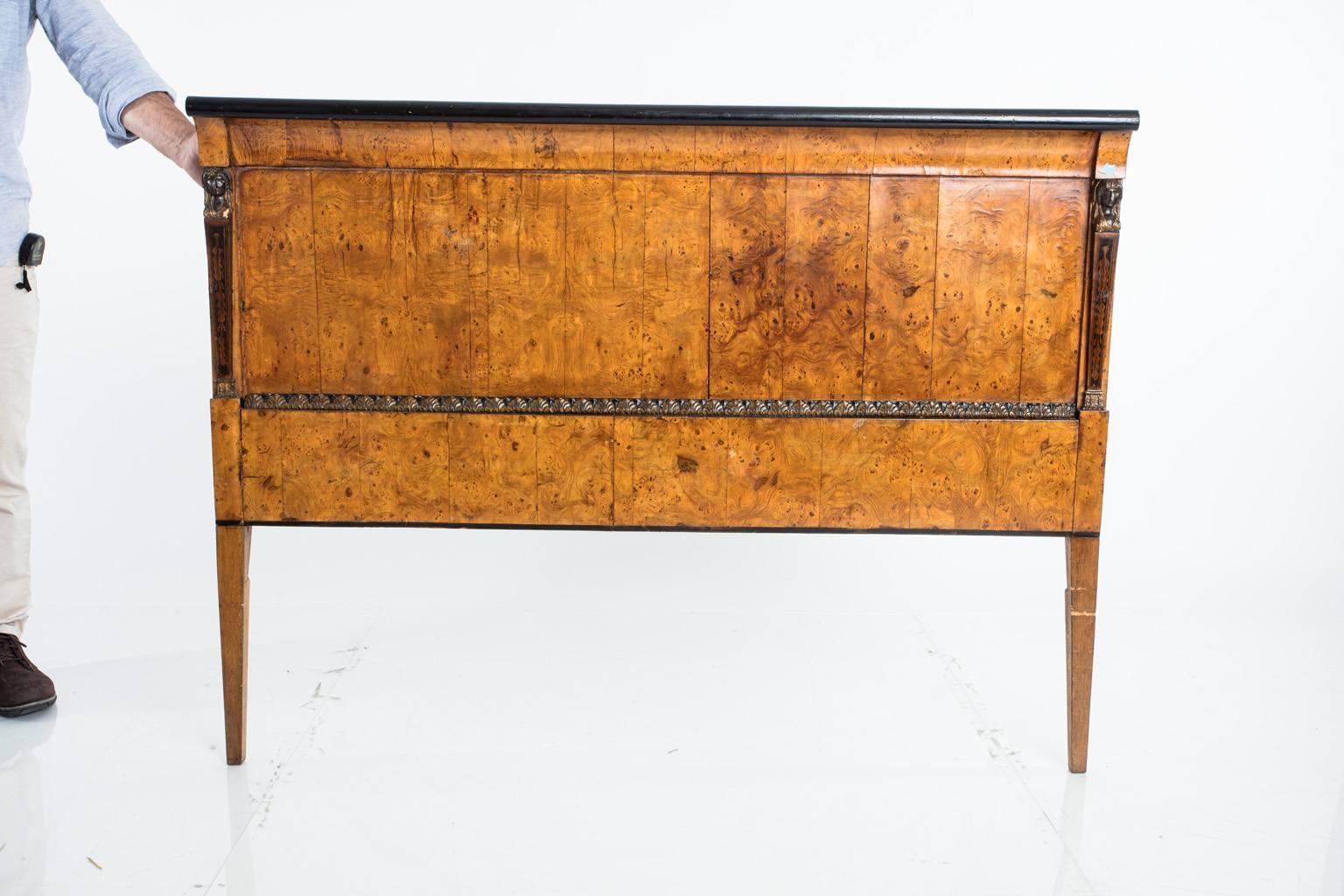 Early 19th century headboard carved in fruitwood. Classical motifs with inlay gesso figures.