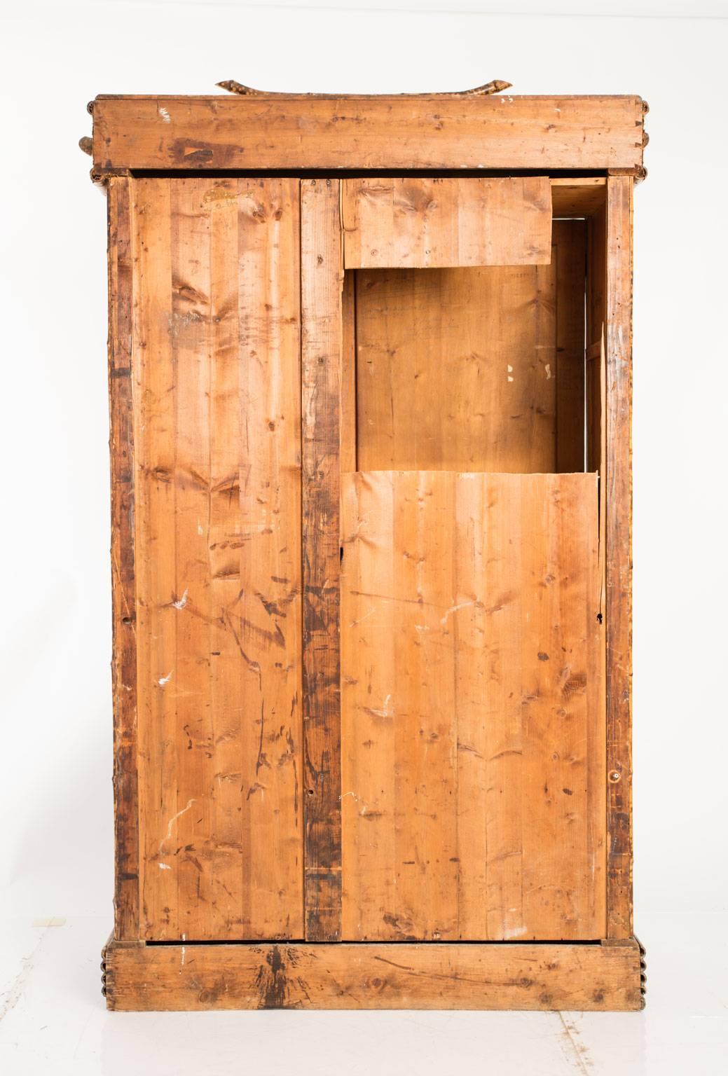 English antique bamboo and lacquer armoire. Circa 1900s