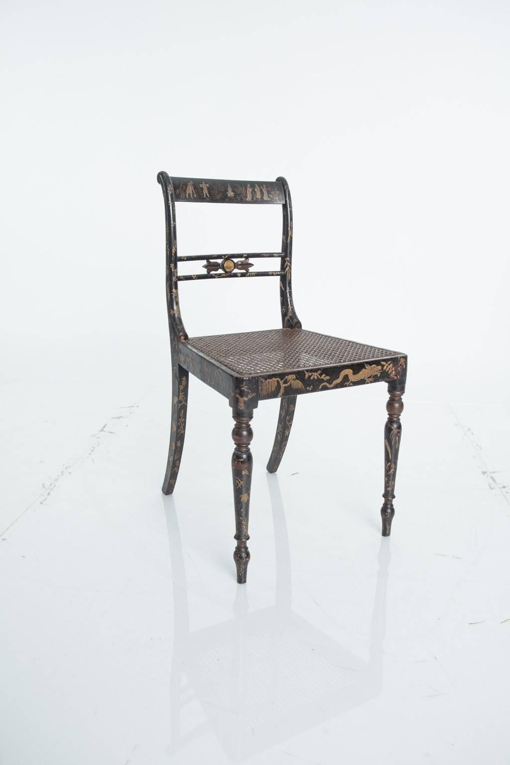 Painted Regency Style Chinoiserie Side Chairs