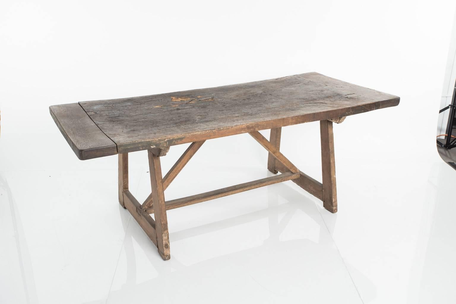 Rustic 19th Century Walnut Trestle Table