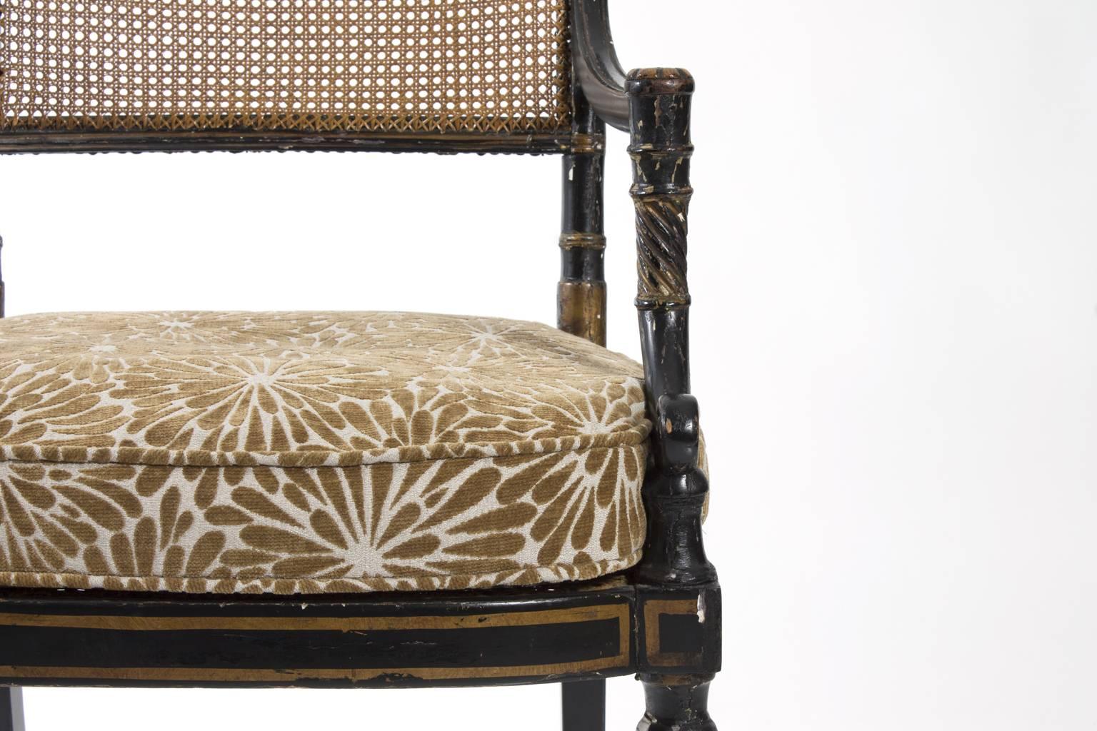 20th Century Regency Style Caned Armchairs
