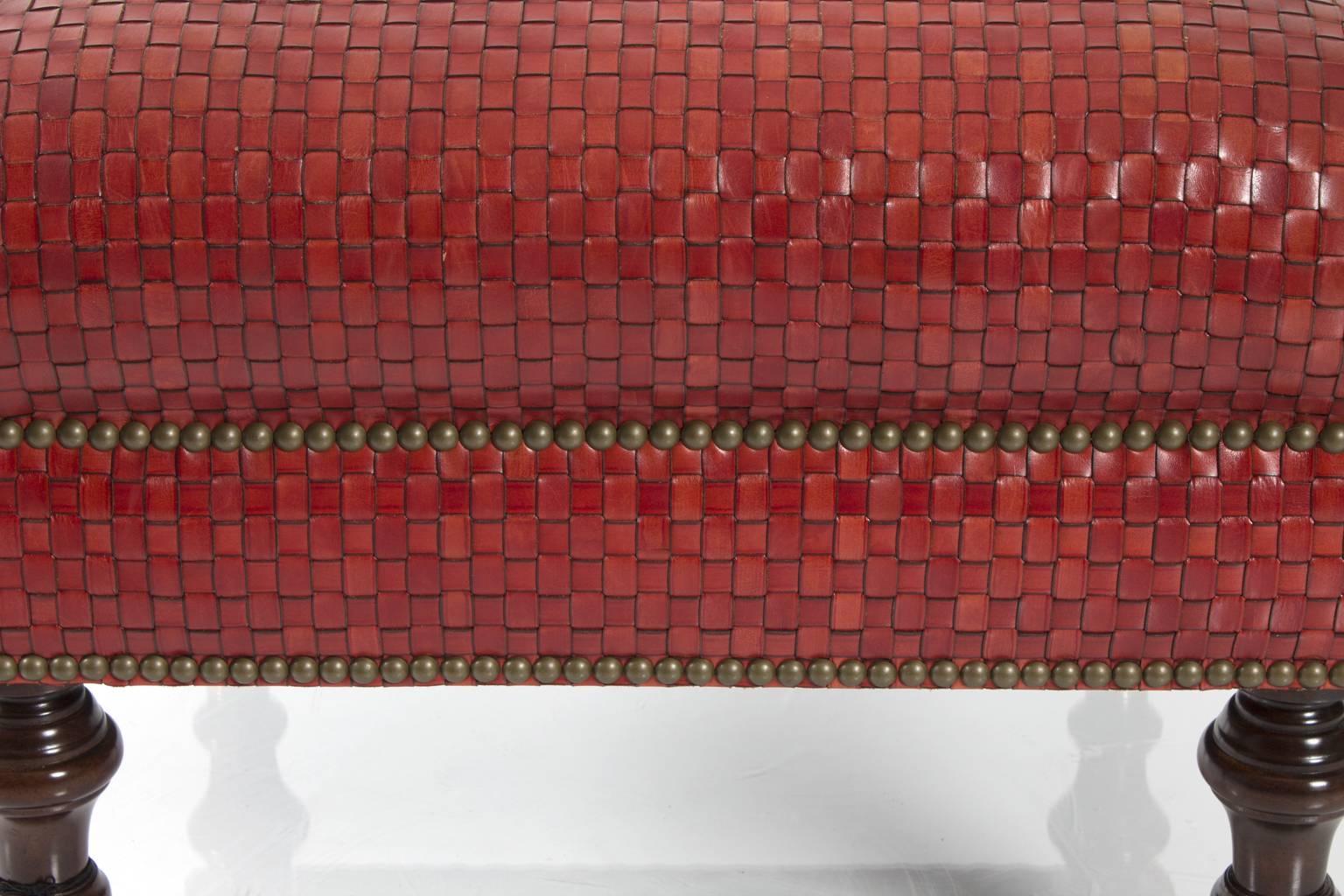 20th Century Woven Leather Ottoman