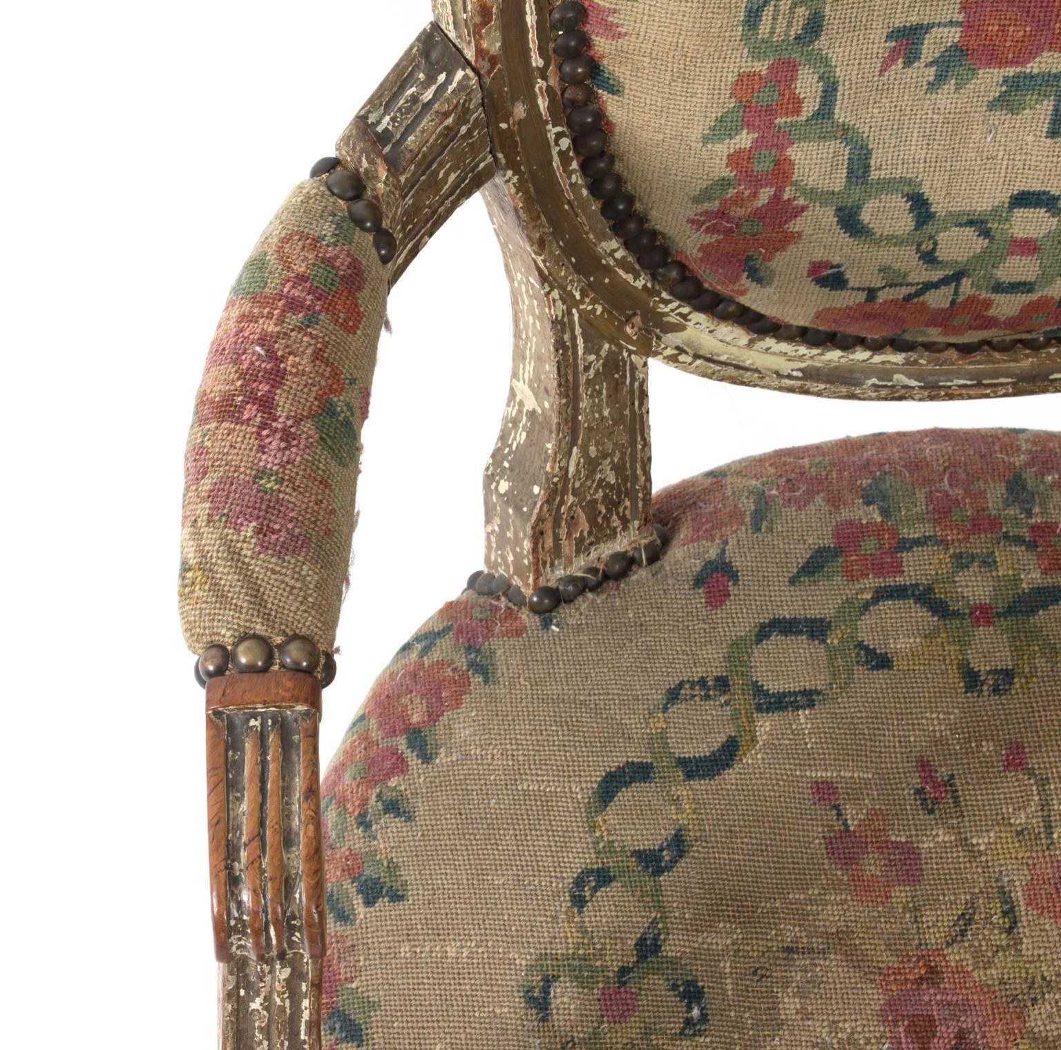 20th Century Louis XV Style Needlepoint Armchairs For Sale