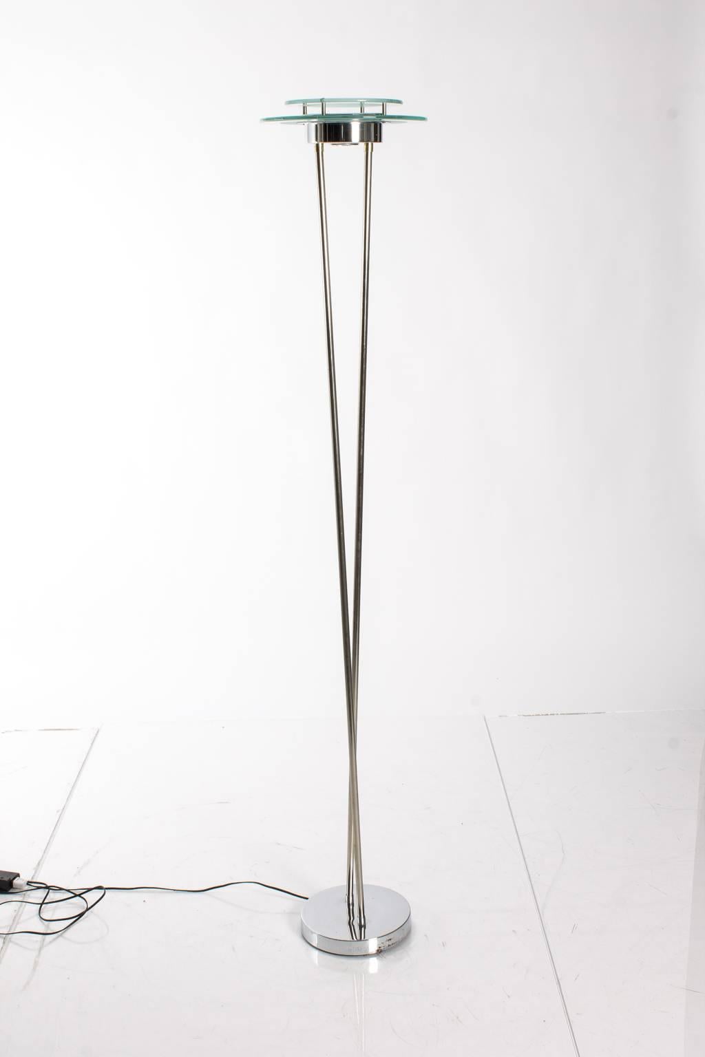 1970s, Mid-Century chrome modernist floor lamp.