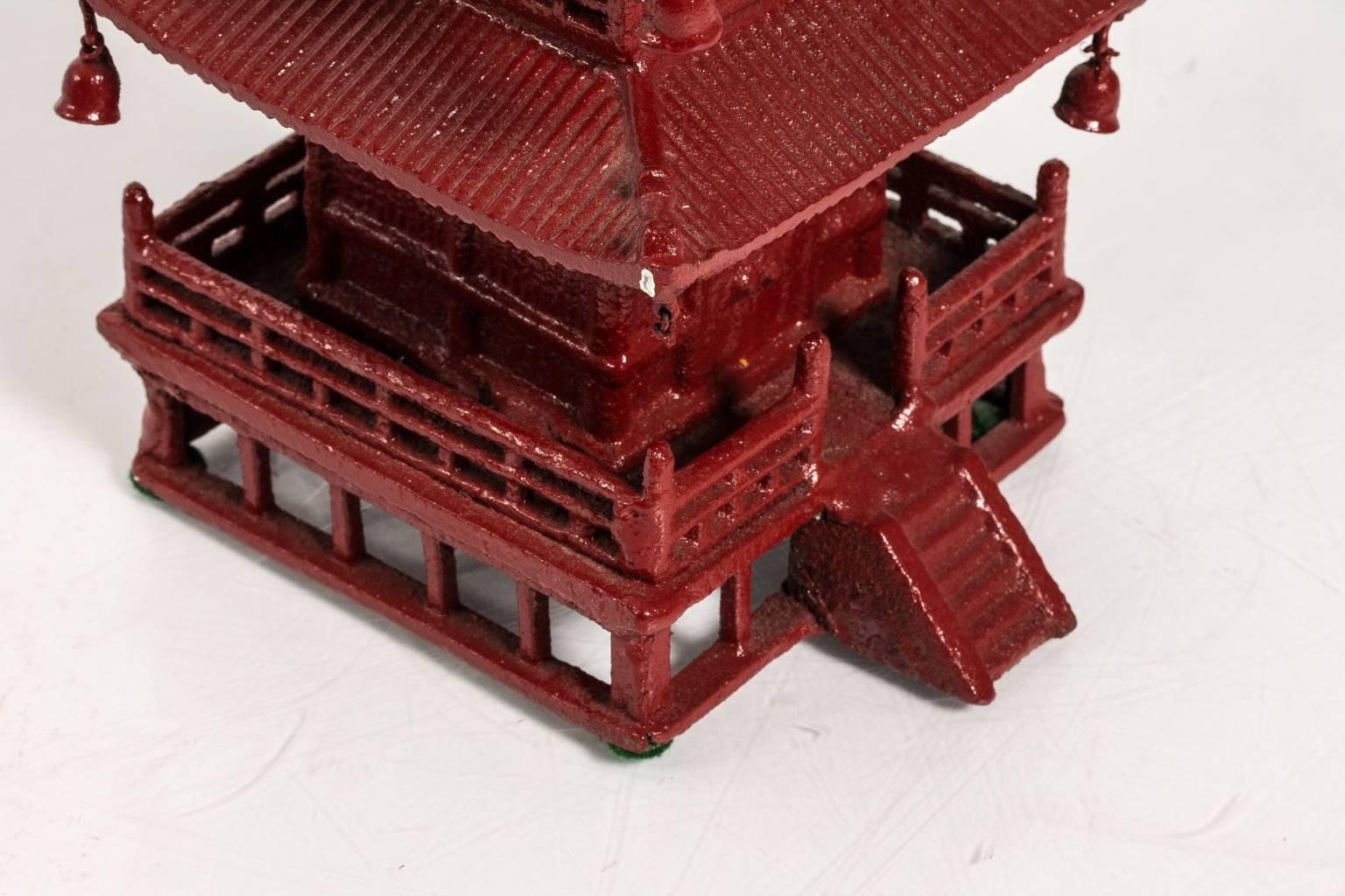 20th Century Red Iron Pagoda Ornament