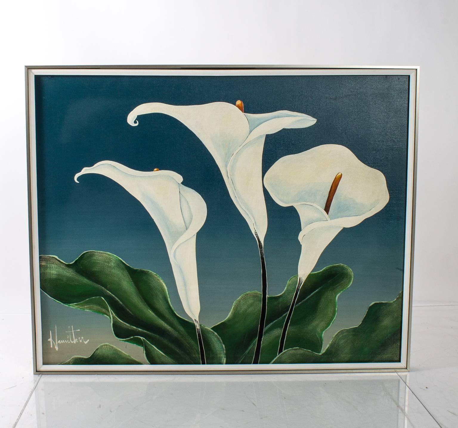 20th Century Calla Lily Oil Painting For Sale