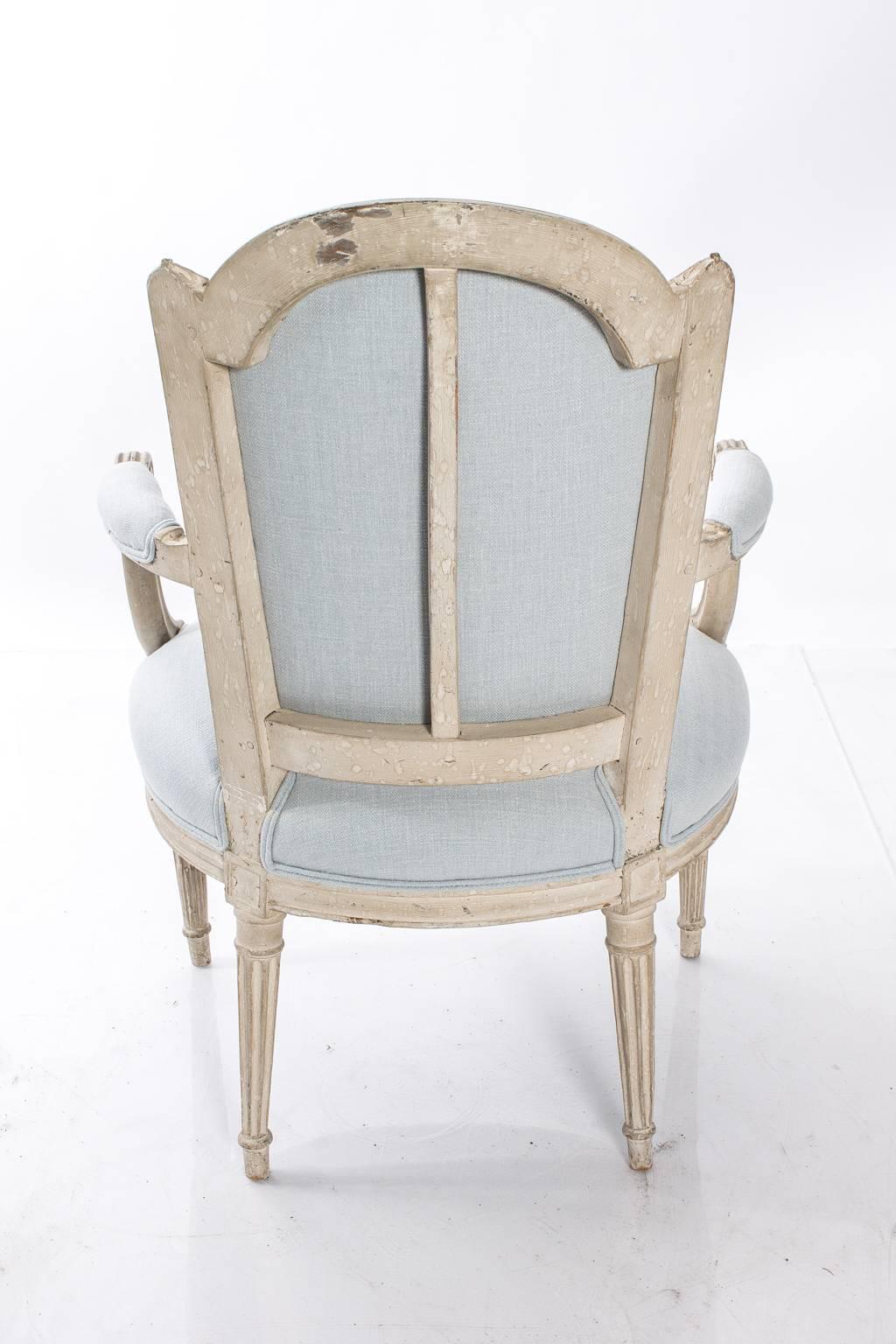 Blue Linen Louis XVI Side Chairs 2