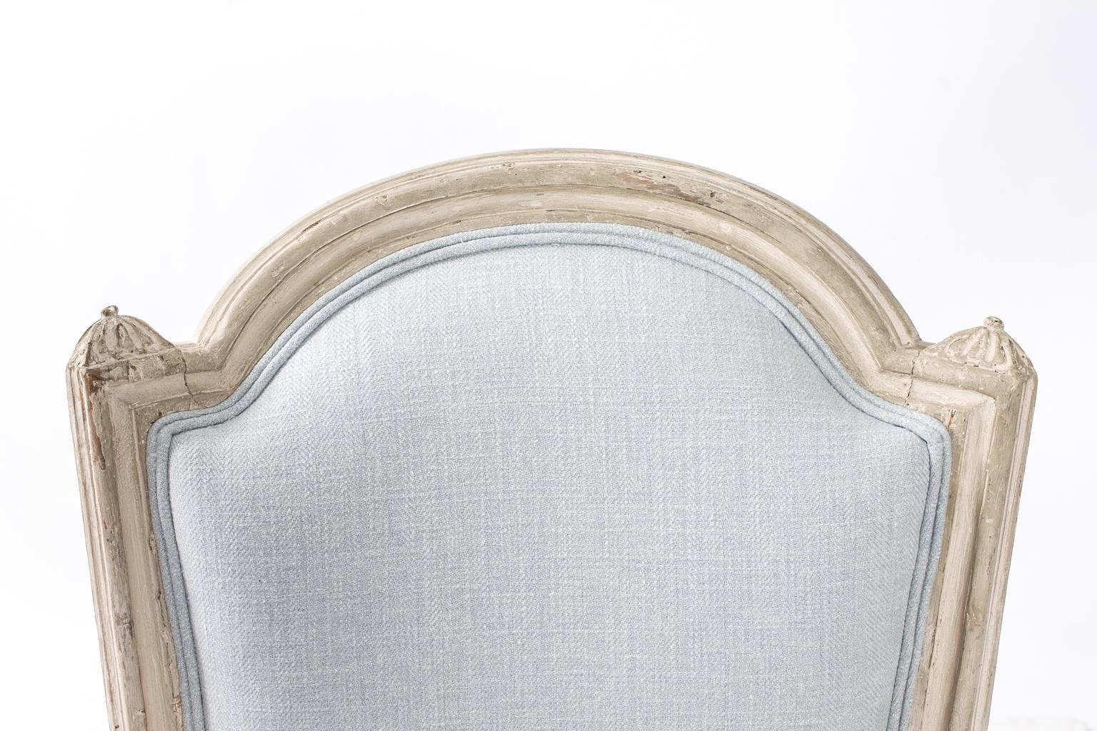 Blue Linen Louis XVI Side Chairs 4