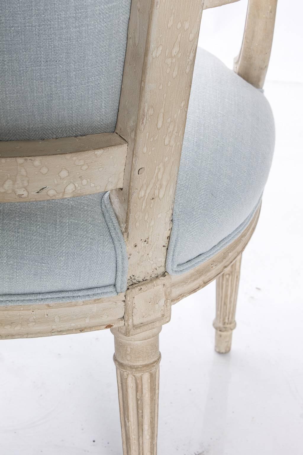 Blue Linen Louis XVI Side Chairs 5