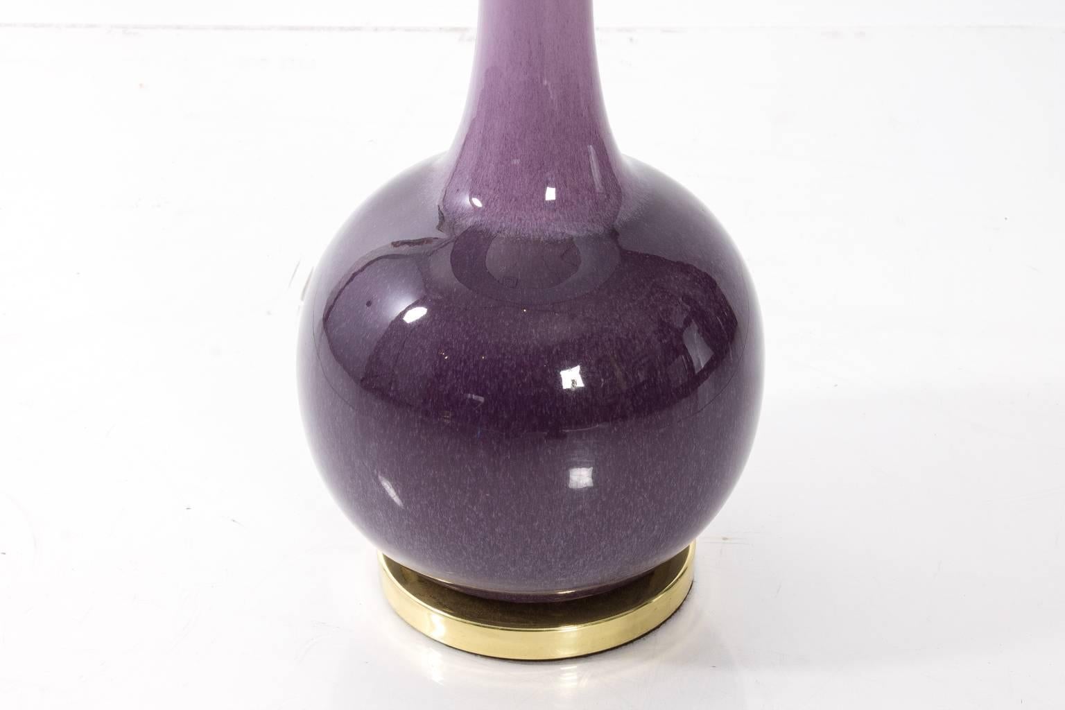 Glazed Purple Glaze Ceramic Lamp For Sale