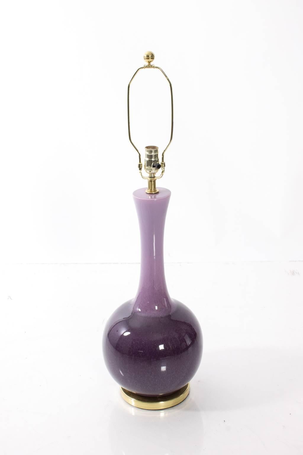 Purple drip glaze lamp. New shades and finials.