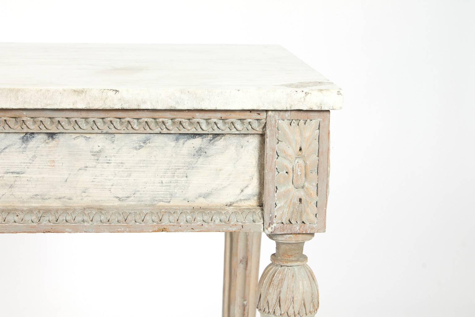 18th Century and Earlier Bianco Carrara Marble Console For Sale
