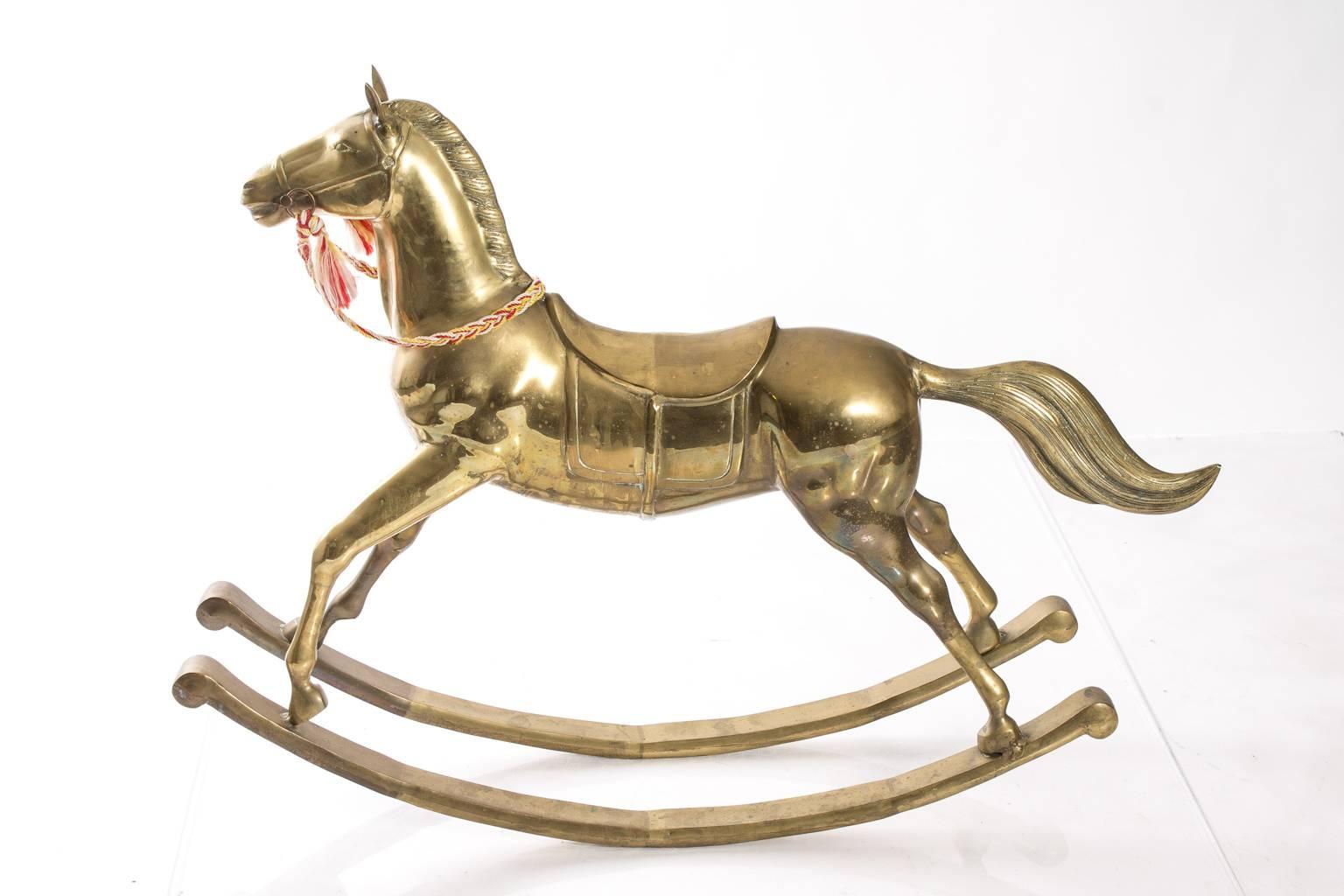 Mid-20th Century Brass Rocking Horse