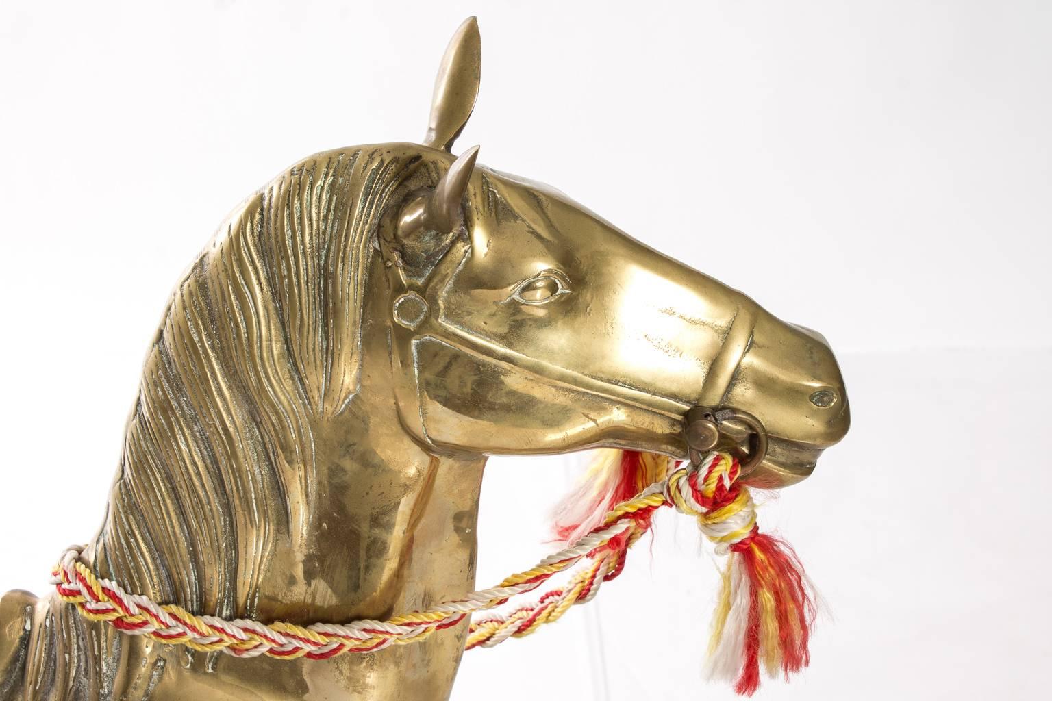 large brass rocking horse