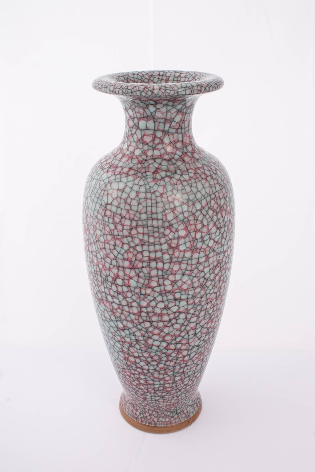 Asian inspired crackle glaze vase.