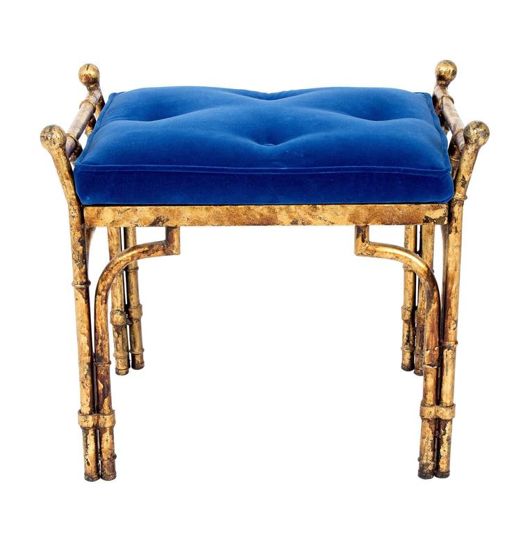 Blue Velvet Bench At 1stdibs
