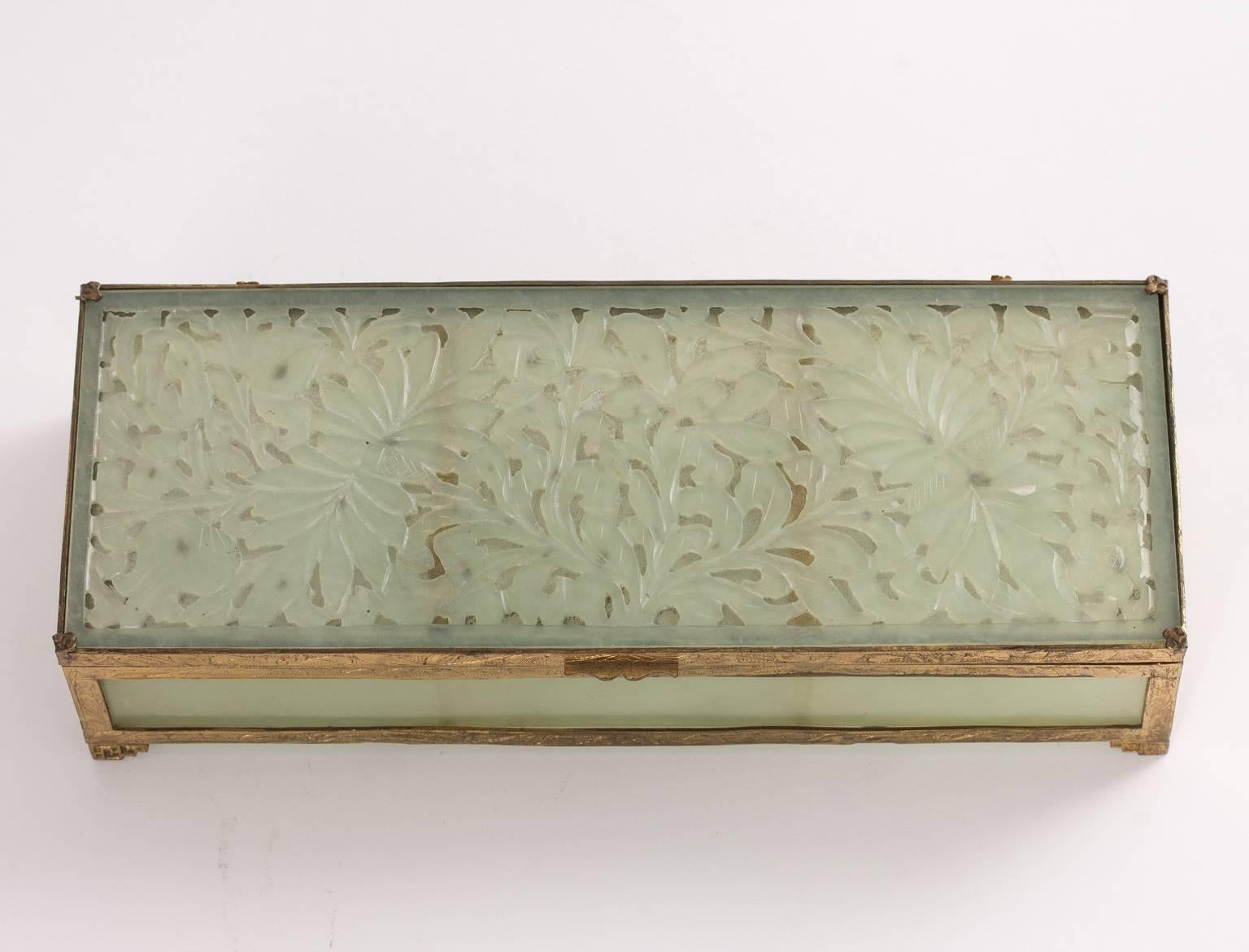 Brass Jade Box For Sale