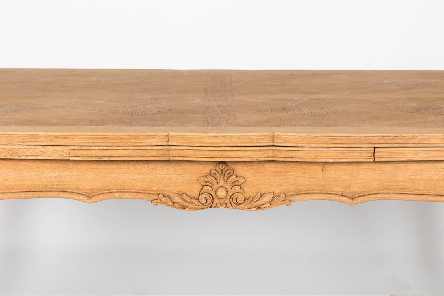 French Provincial Bleached Oak Dining Table For Sale
