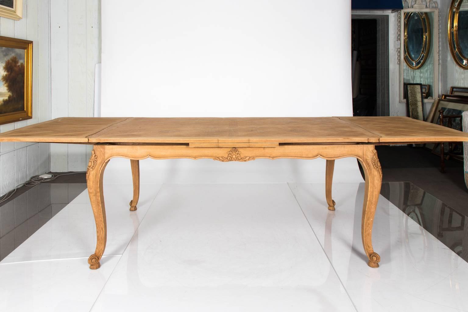 Parquetry Bleached Oak Dining Table For Sale