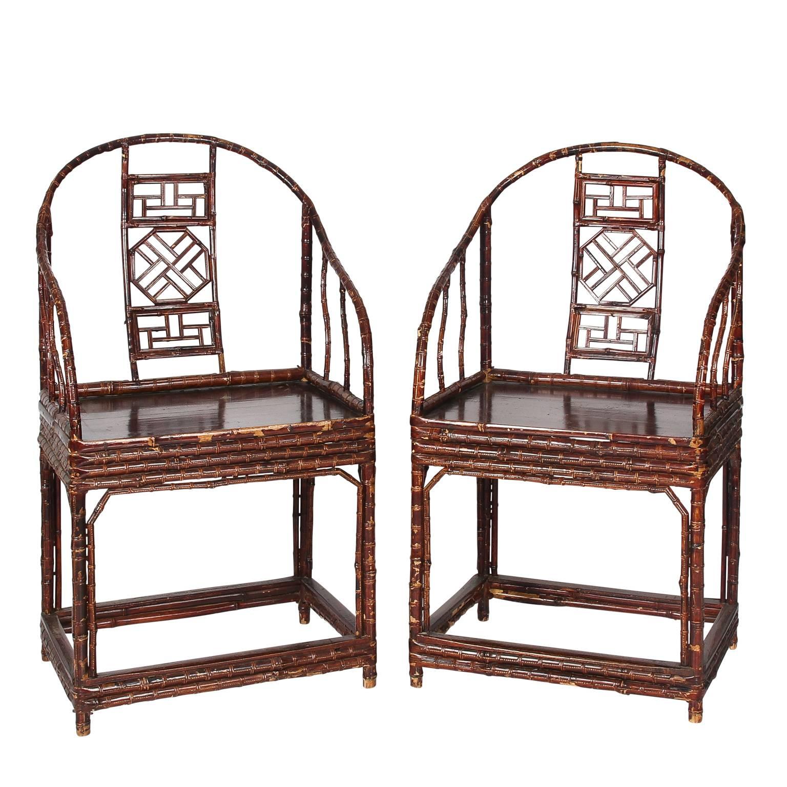 Pair of Modern Chinese Bamboo Armchair