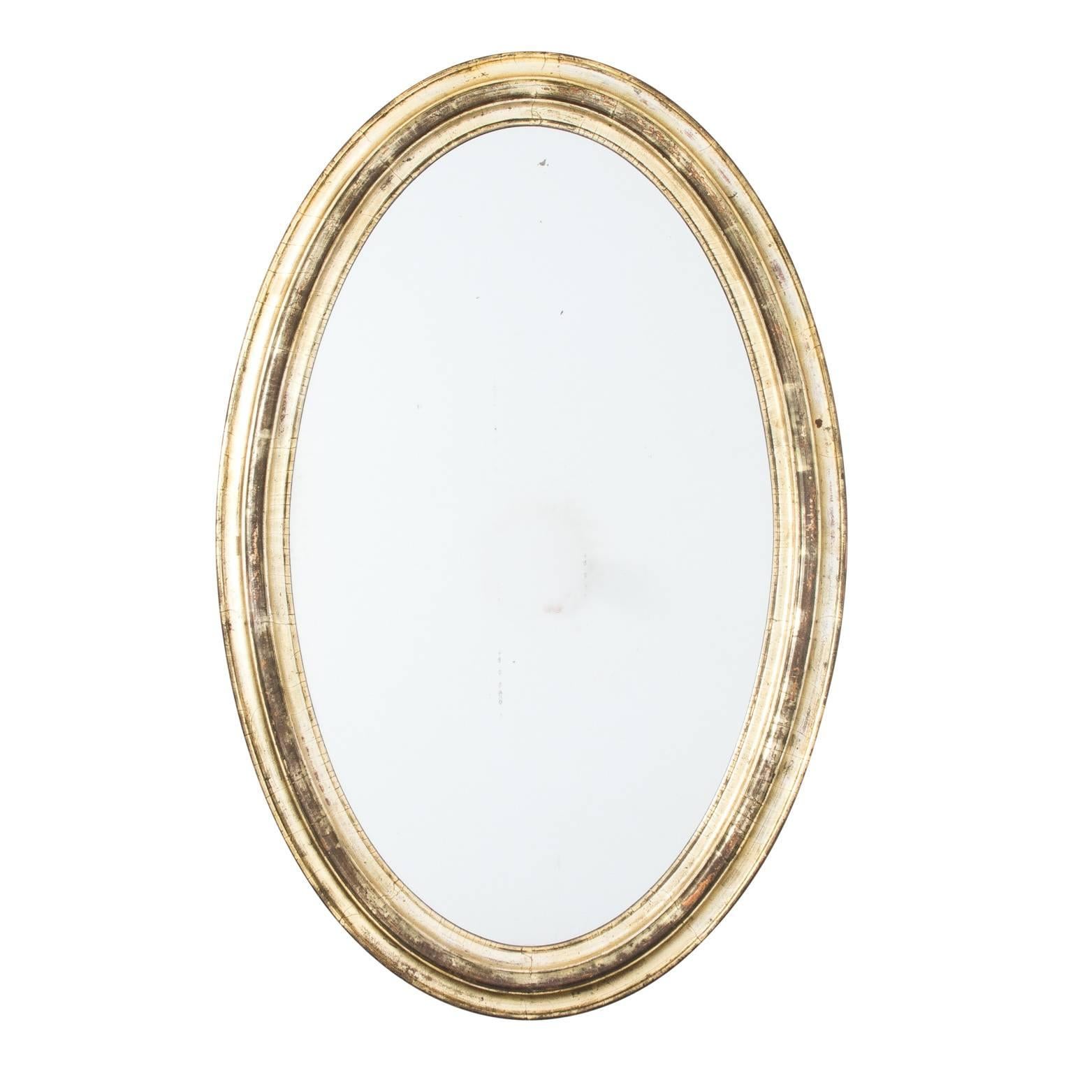 Oval Mirror with Silver and Gold Gilt