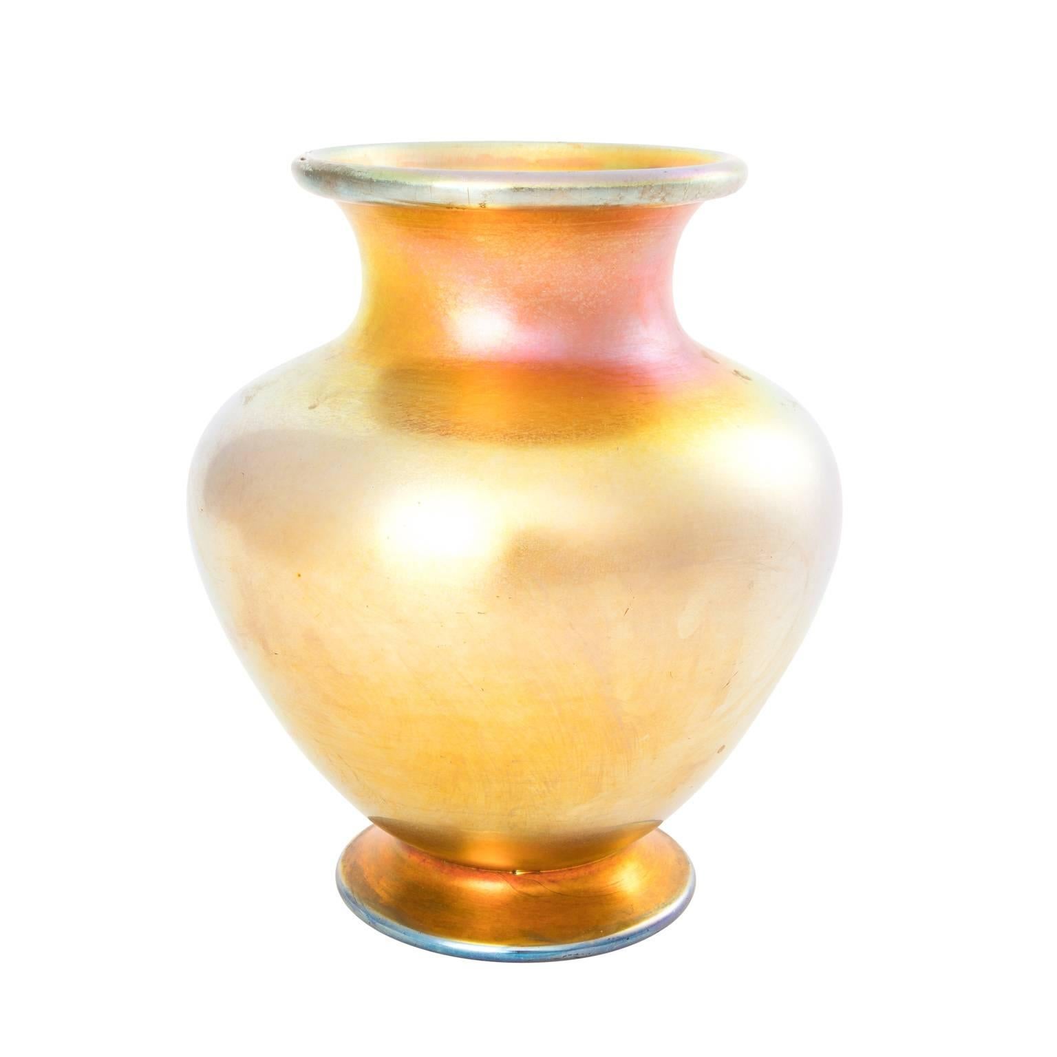 Tiffany Studio Iridescent Glass Vase For Sale