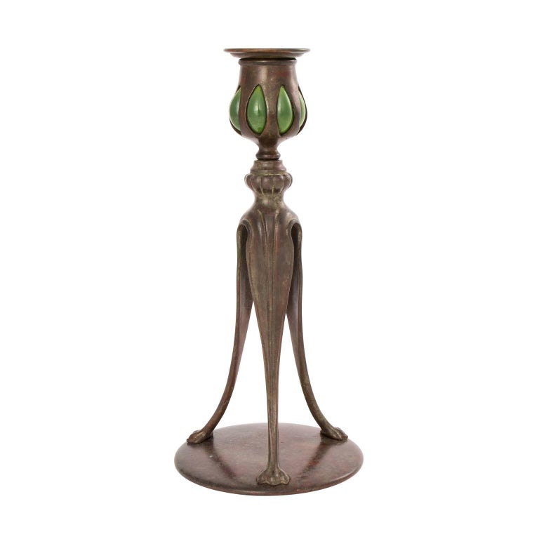 Tiffany Bronze Candlestick For Sale at 1stDibs