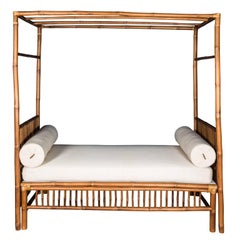 Rattan Faux Bamboo Canopy Bed