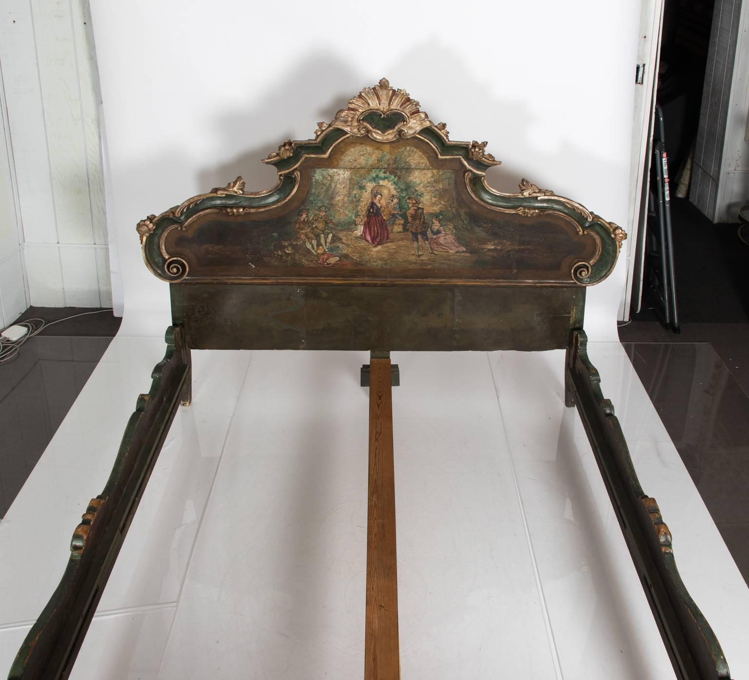 Late 19th Century 19th Century Venetian Carved and Hand-Painted Bed