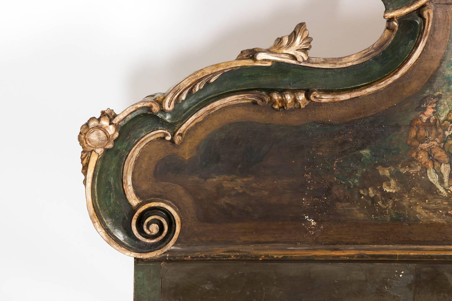 Italian 19th Century Venetian Carved and Hand-Painted Bed