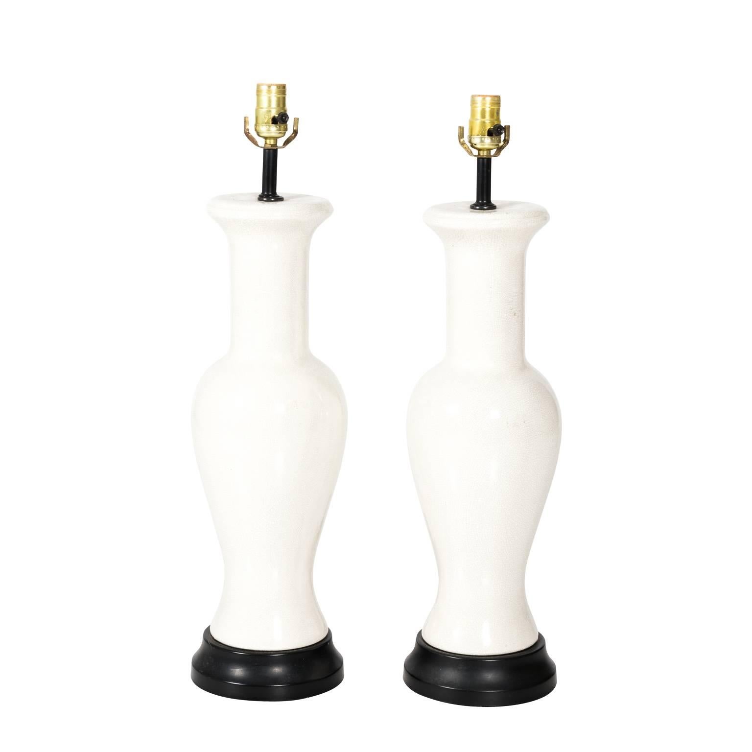 Pair of Asian Style Porcelain Lamps For Sale