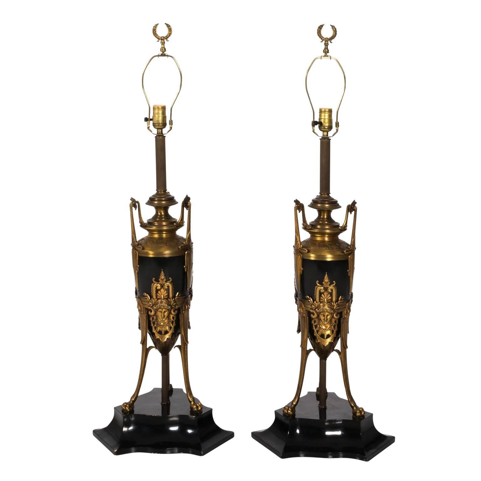 Pair of Aesthetic Style Urn Lamps
