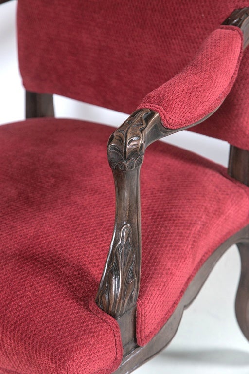French Provincial French Carved Wood Walnut Chair For Sale