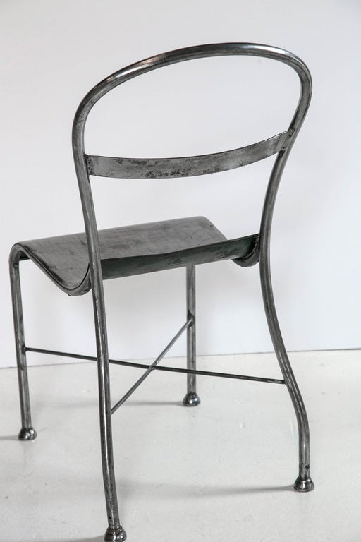 Rare Set of Four French Steel Cafe Chairs 4