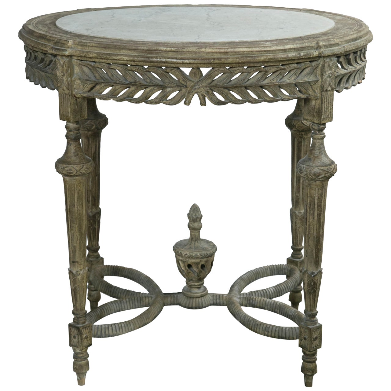 Swedish Lined Wood and Marble-Top Center Table