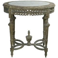 Swedish Lined Wood and Marble-Top Center Table