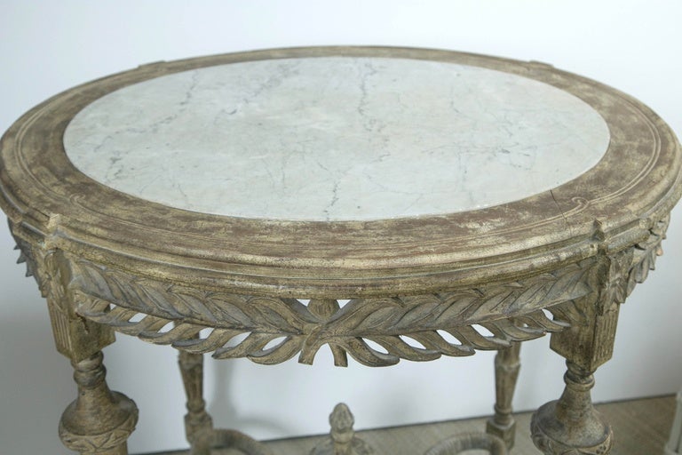 Gustavian Swedish Lined Wood and Marble-Top Center Table