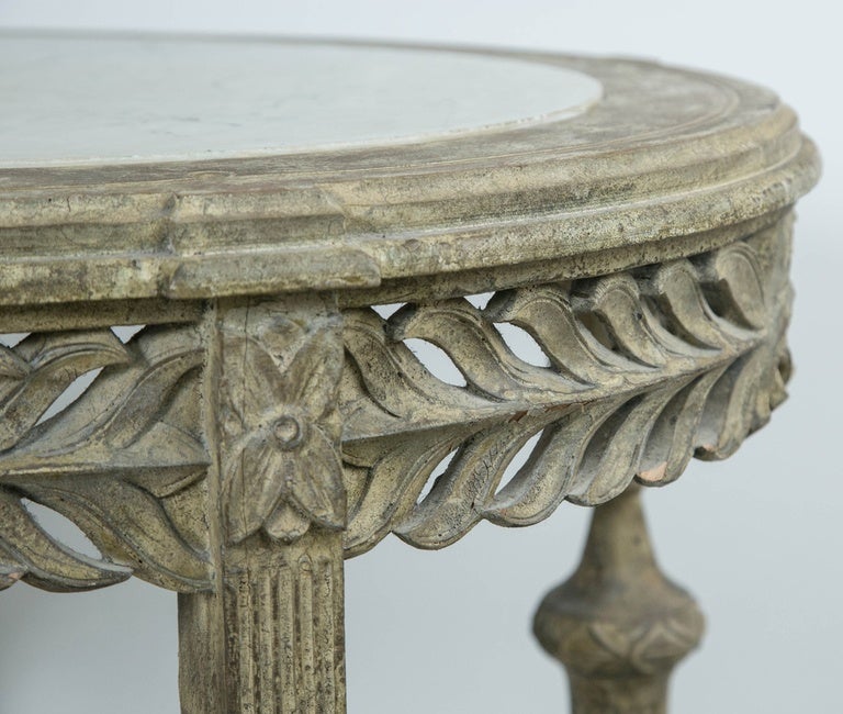 Swedish Lined Wood and Marble-Top Center Table 5