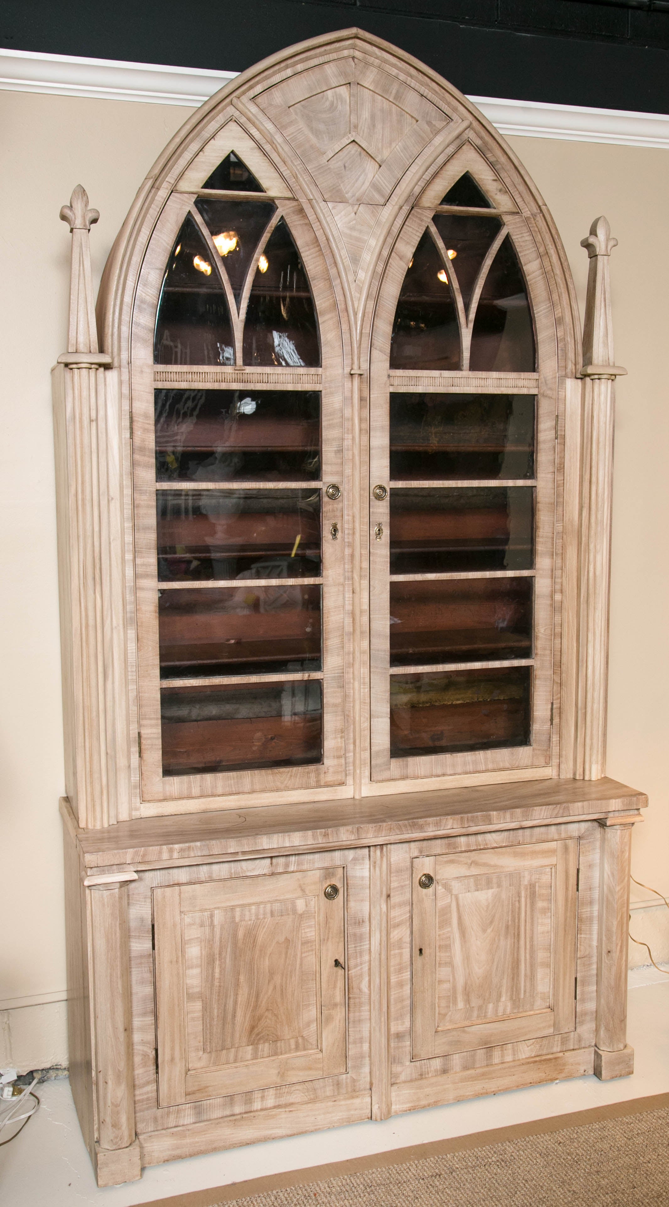 Gothic English Bleached Mahogany Cabinet For Sale