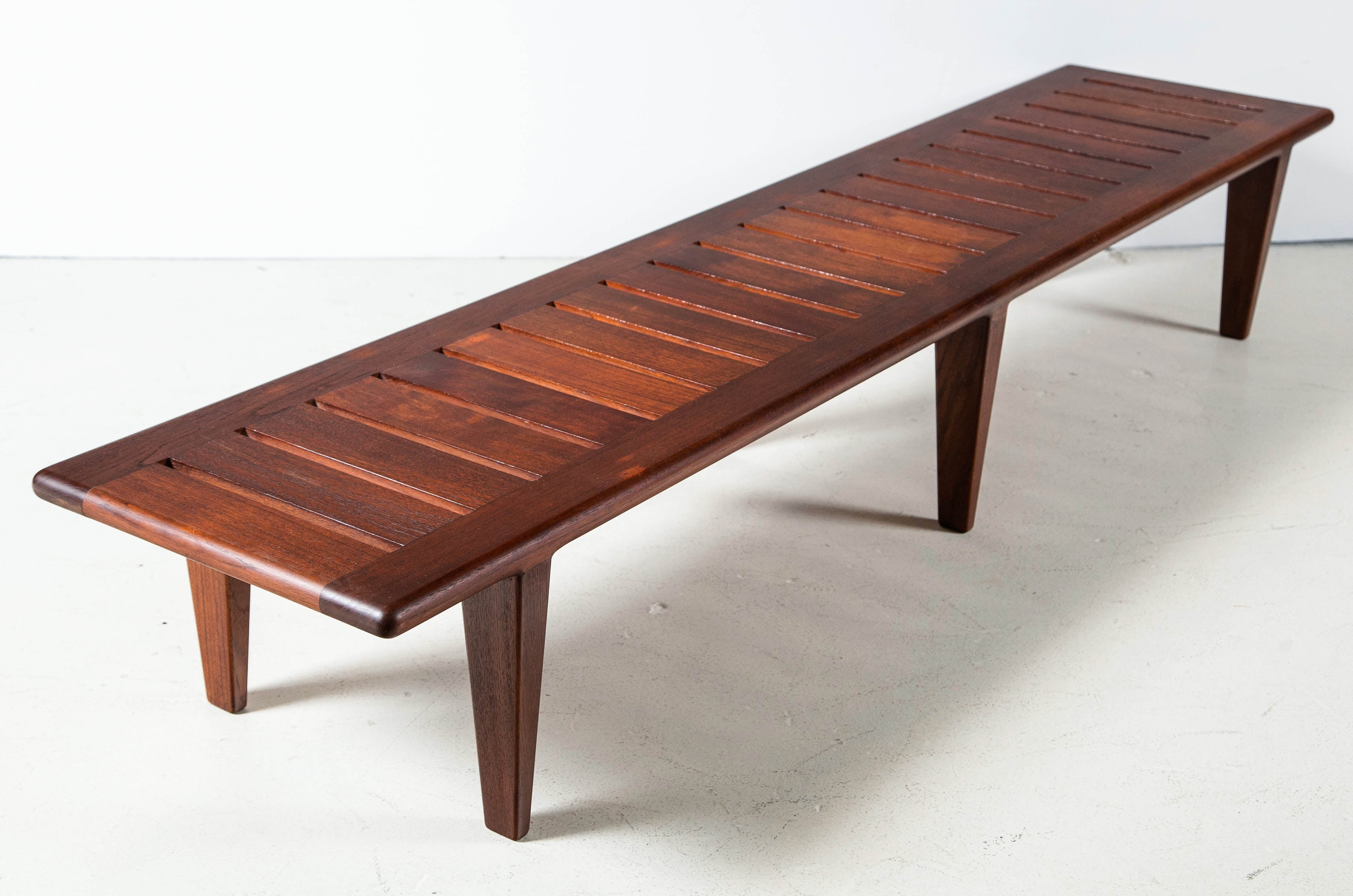 Modern Hans Wegner Teak Slatted Bench