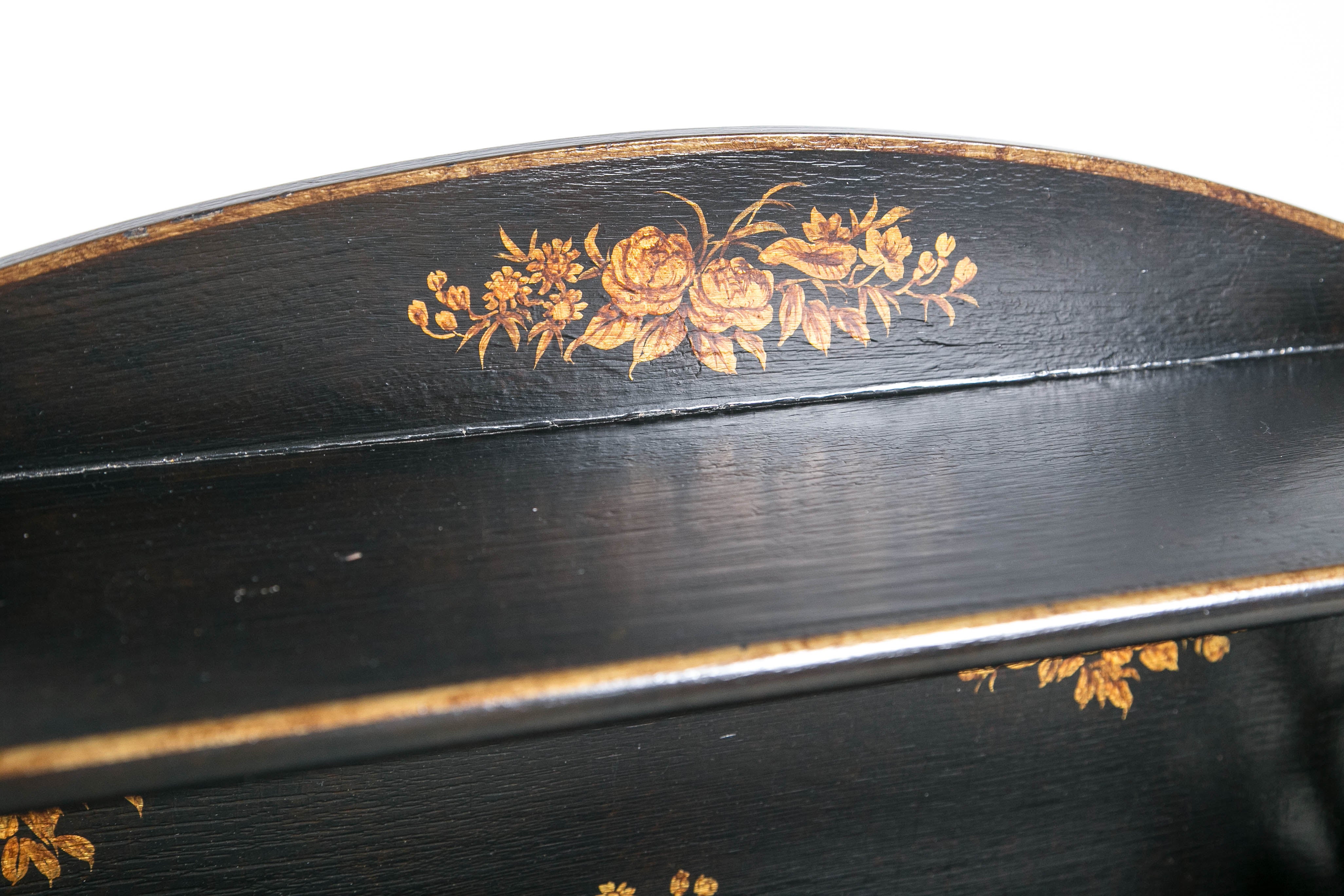 Black & gilt chinoiserie design painted in the 1980's