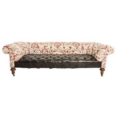 Leather and Fabric Chesterfield Sofa