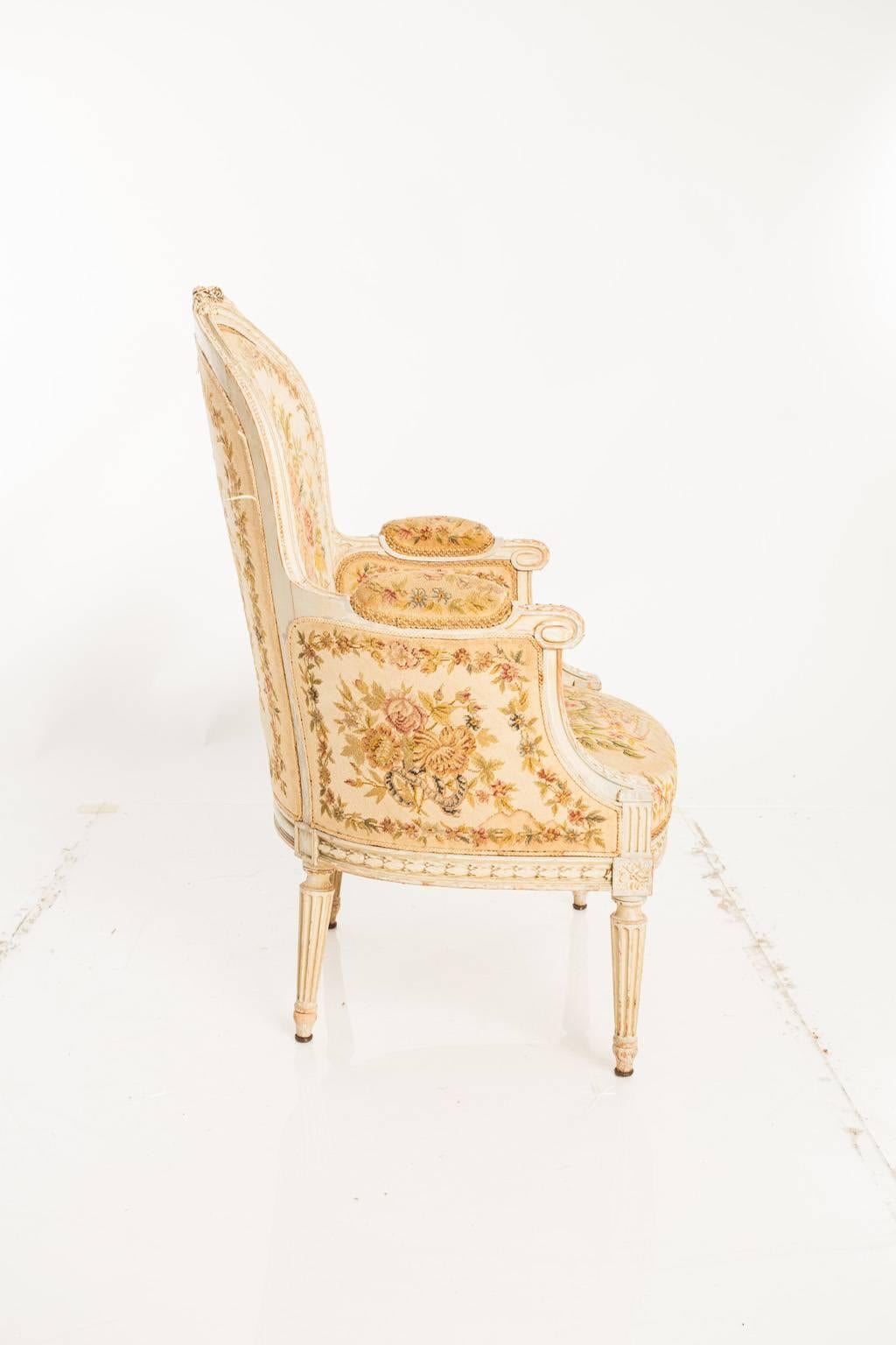 French Needlepoint Bergères Chairs