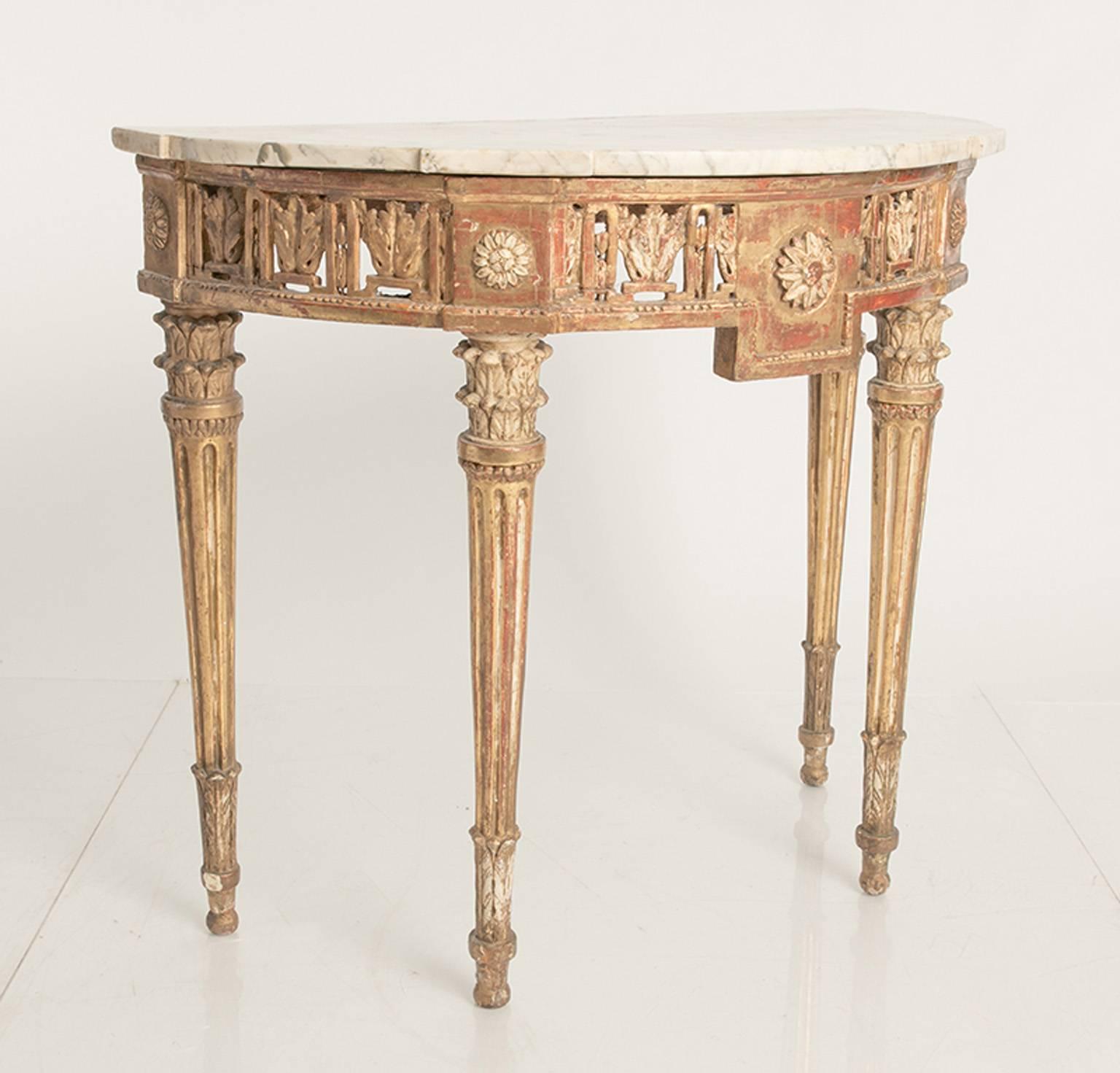 Marble-Top Console In Fair Condition In Stamford, CT