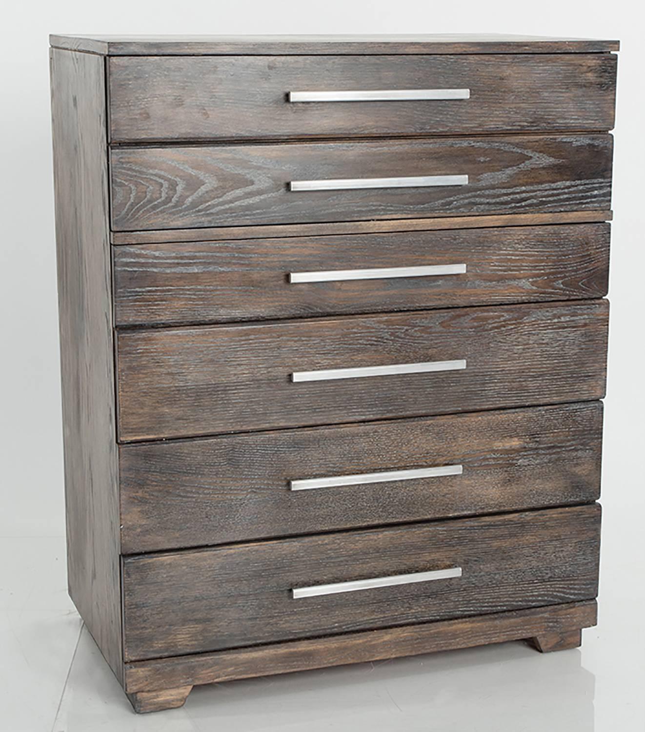 Sleek six-drawer chest in a chocolate brown cerused finish by Raymond Lowey for Mengel Furniture CoSleek 6 drawer chest in a chocolate brown cerused finish by Raymond Lowey for Mengel Furniture Co.