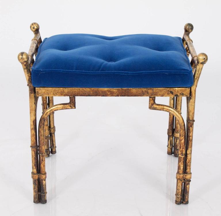 Blue Velvet Bench At 1stdibs